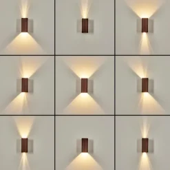 Woods Lampe murale d´extérieur, Luminaire Up & Down LED Couleur bois, Noir, 1 lumière