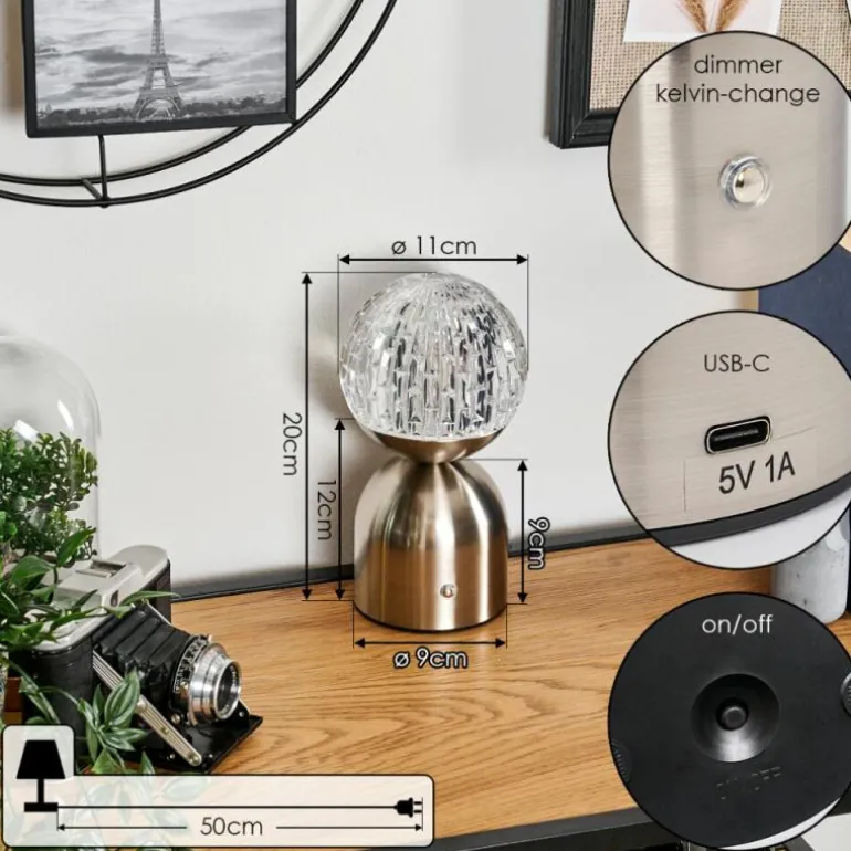 Yngered Lampe à poser LED Nickel mat, 1 lumière