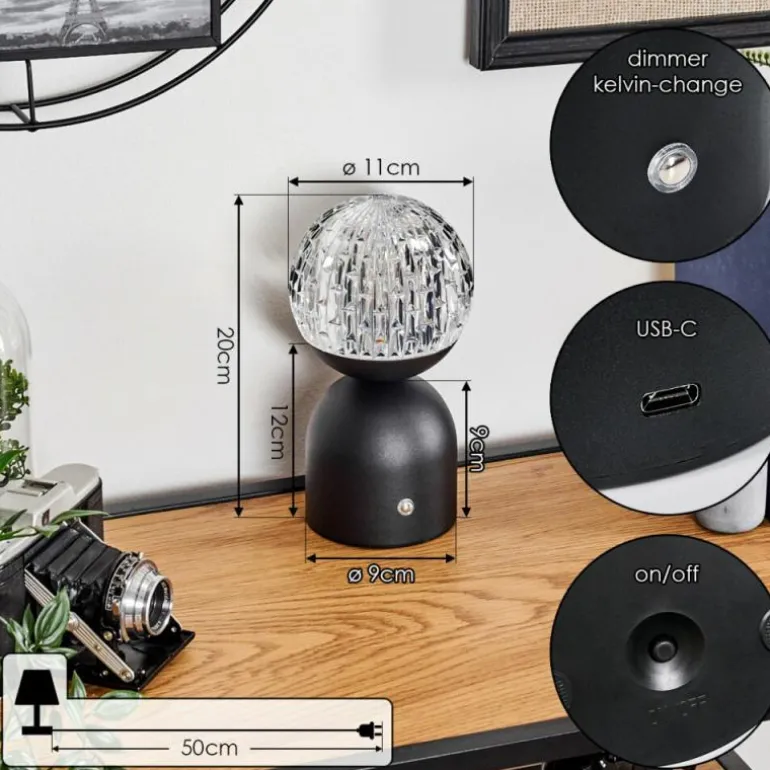 Yngered Lampe à poser LED Noir, 1 lumière