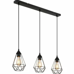 Zachary Suspension Luminaires Globo Lighting Noir, 3 lumières