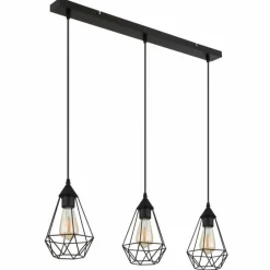 Zachary Suspension Luminaires Globo Lighting Noir, 3 lumières