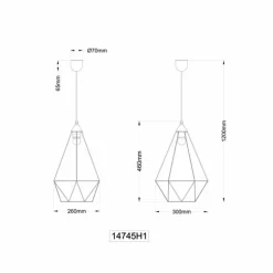 Zachary Suspension Luminaires Globo Lighting Noir, 1 lumière