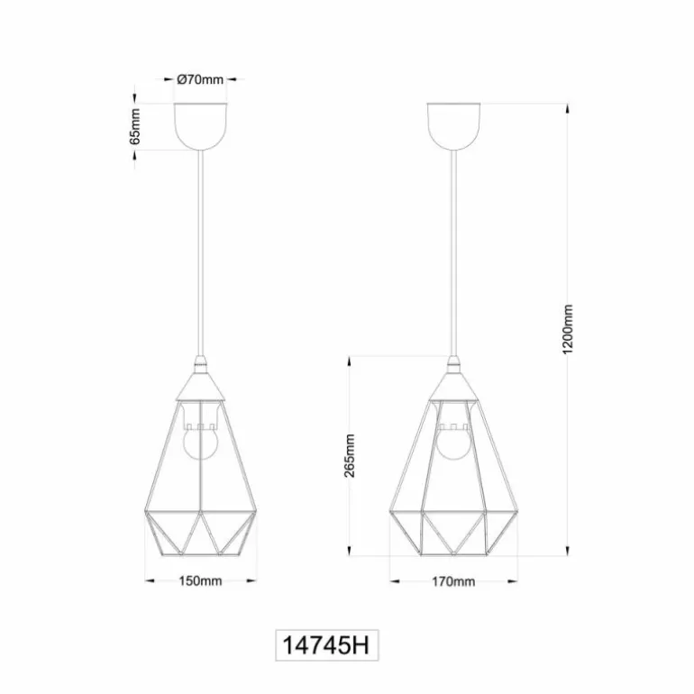 Zachary Suspension Luminaires Globo Lighting Noir, 1 lumière