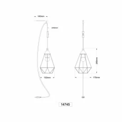 Zachary Suspension Luminaires Globo Lighting Noir, 1 lumière
