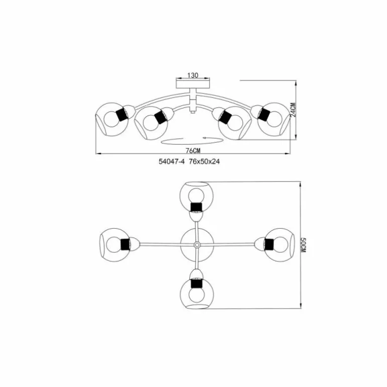 Zarlona Plafonnier Luminaires Globo Lighting Noir, 4 lumières