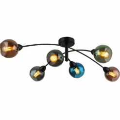 Zarlona Plafonnier Luminaires Globo Lighting Noir, 6 lumières
