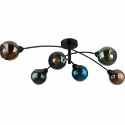 Zarlona Plafonnier Luminaires Globo Lighting Noir, 6 lumières