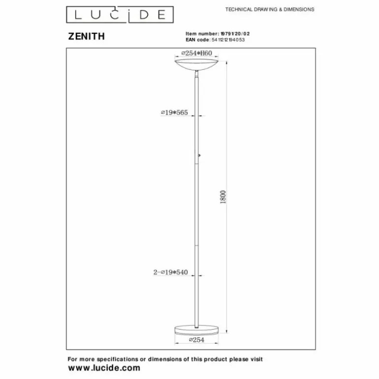 ZENITH Lampadaire Luminaires Lucide LED Laiton, 1 lumière
