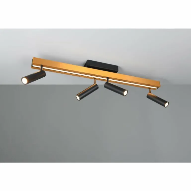 Zeno Plafonnier Luminaires Trio LED Noir doré, 5 lumières, Télécommandes