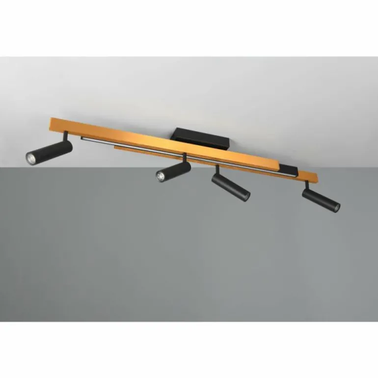 Zeno Plafonnier Luminaires Trio LED Noir doré, 5 lumières, Télécommandes