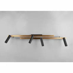 Zeno Plafonnier Luminaires Trio LED Noir doré, 5 lumières, Télécommandes