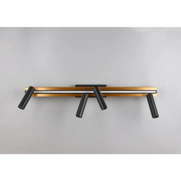 Zeno Plafonnier Luminaires Trio LED Noir doré, 5 lumières, Télécommandes