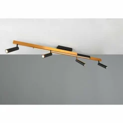 Zeno Plafonnier Luminaires Trio LED Noir doré, 5 lumières, Télécommandes