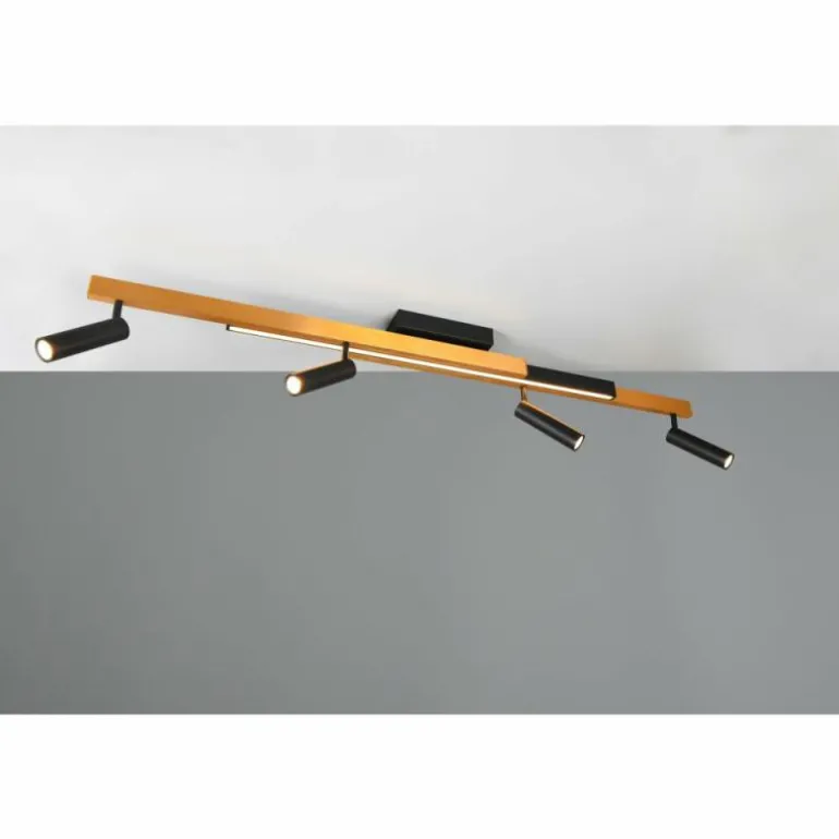Zeno Plafonnier Luminaires Trio LED Noir doré, 5 lumières, Télécommandes