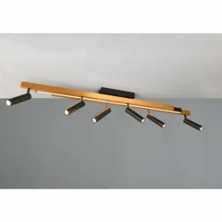 Zeno Plafonnier Luminaires Trio LED Noir doré, 7 lumières, Télécommandes