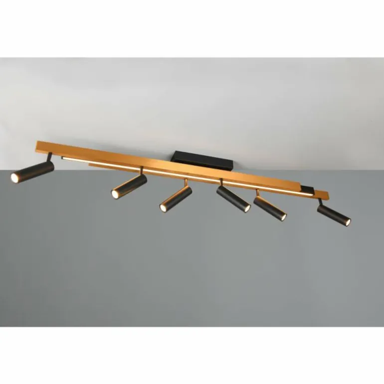 Zeno Plafonnier Luminaires Trio LED Noir doré, 7 lumières, Télécommandes