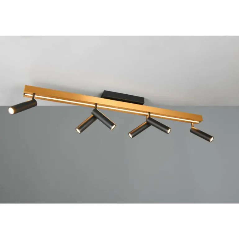 Zeno Plafonnier Luminaires Trio LED Noir doré, 7 lumières, Télécommandes