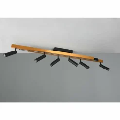 Zeno Plafonnier Luminaires Trio LED Noir doré, 7 lumières, Télécommandes