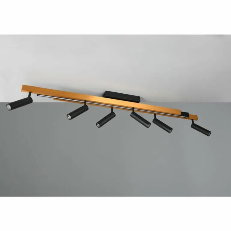 Zeno Plafonnier Luminaires Trio LED Noir doré, 7 lumières, Télécommandes