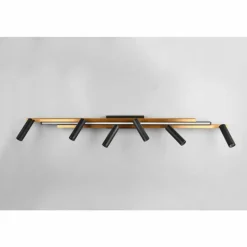 Zeno Plafonnier Luminaires Trio LED Noir doré, 7 lumières, Télécommandes