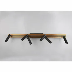 Zeno Plafonnier Luminaires Trio LED Noir doré, 7 lumières, Télécommandes