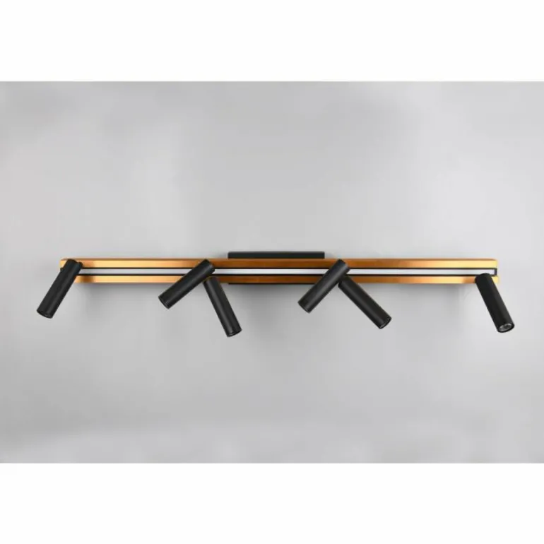 Zeno Plafonnier Luminaires Trio LED Noir doré, 7 lumières, Télécommandes