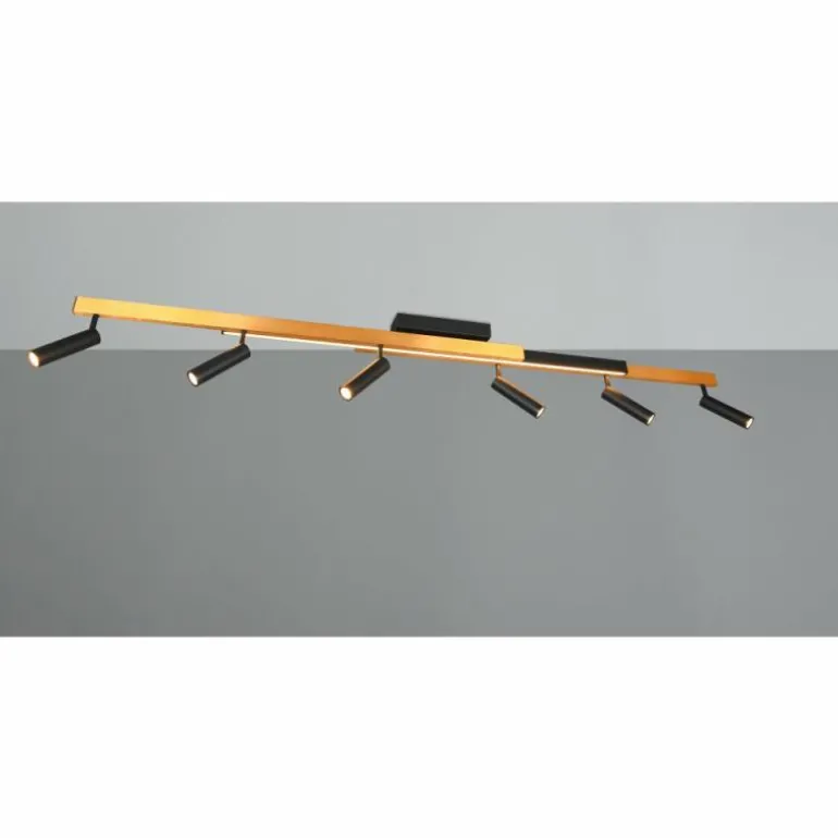 Zeno Plafonnier Luminaires Trio LED Noir doré, 7 lumières, Télécommandes