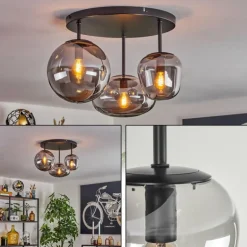 Zernez Plafonnier Noir, 3 lumières