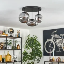 Zernez Plafonnier Noir, 3 lumières