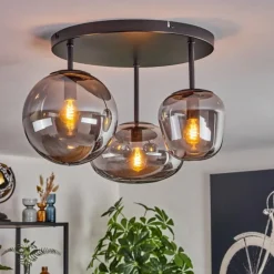 Zernez Plafonnier Noir, 3 lumières