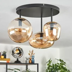 Zernez Plafonnier Noir, 3 lumières