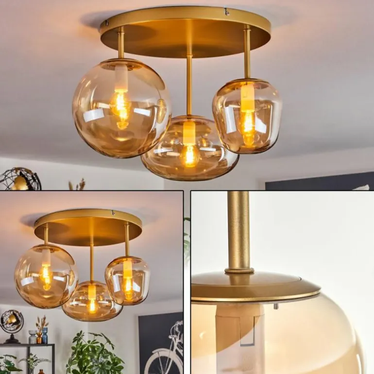 Zernez Plafonnier Or, 3 lumières