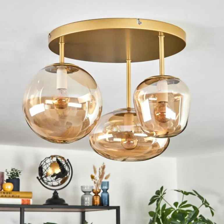 Zernez Plafonnier Or, 3 lumières