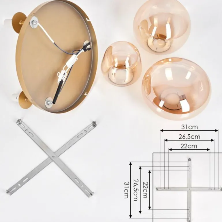 Zernez Plafonnier Or, 3 lumières