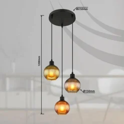 Zumba Suspension Luminaires Globo Lighting Noir, 3 lumières