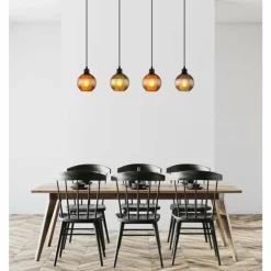 Zumba Suspension Luminaires Globo Lighting Noir, 4 lumières