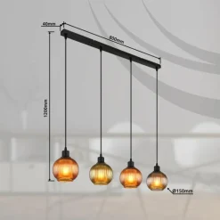 Zumba Suspension Luminaires Globo Lighting Noir, 4 lumières