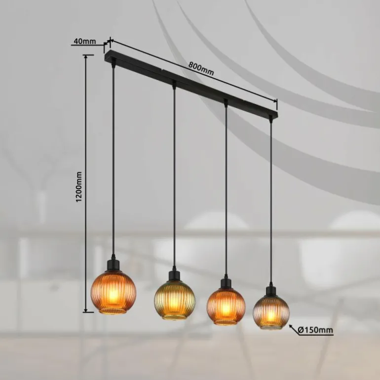 Zumba Suspension Luminaires Globo Lighting Noir, 4 lumières